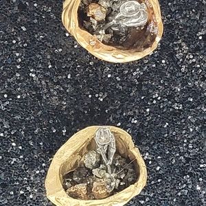 Miniature  Mining Scene in a Walnut